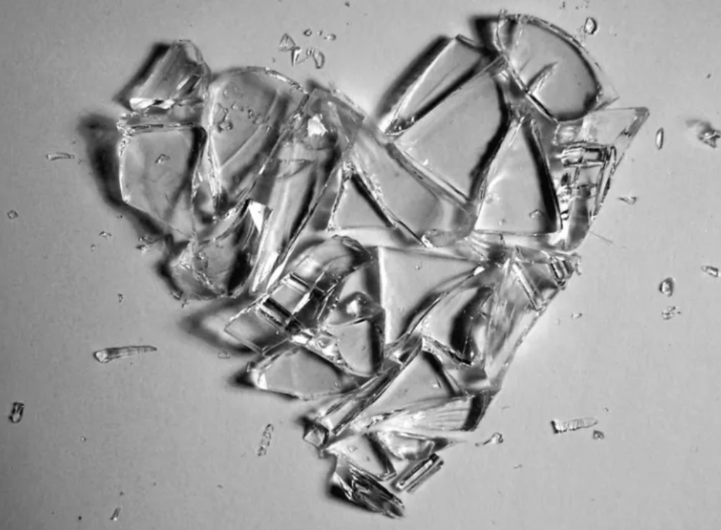 Shattered glass heart