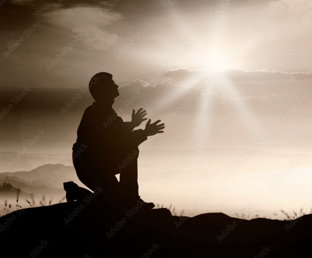 Man kneeling seeking forgiveness