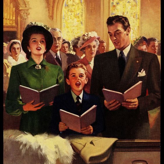 1950s family in church