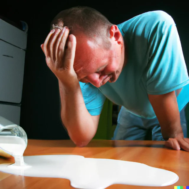 Man upset over having spilled glass of milk